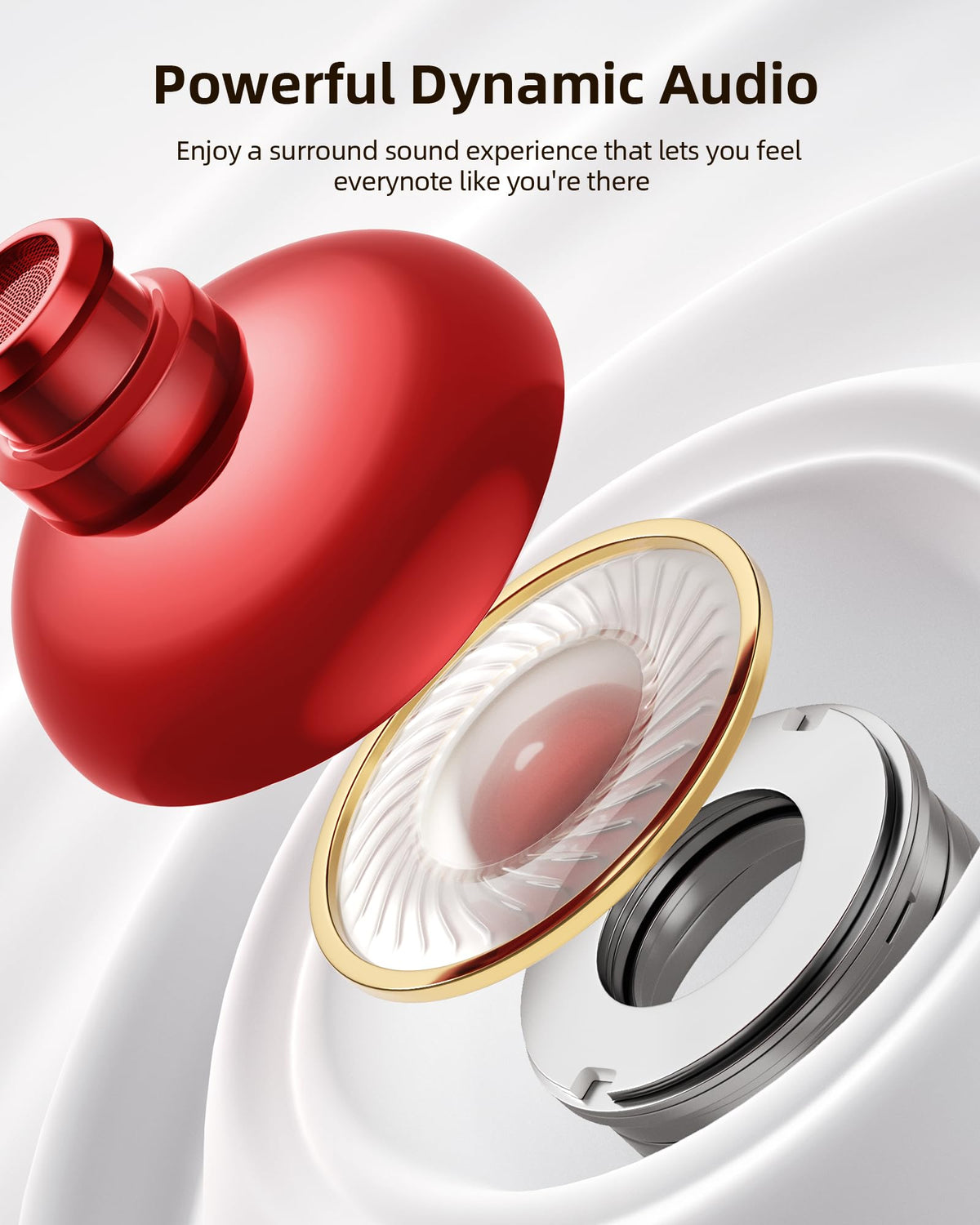 PocBuds charging case on a Qi pad, demonstrates wireless charging convenience