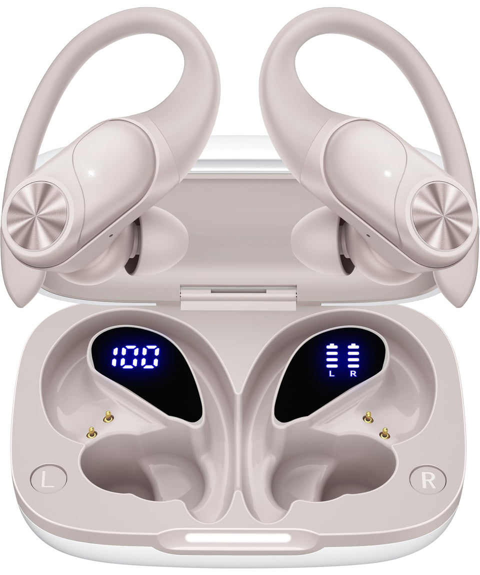 PocBuds front packaging showing beige earbuds and case, conveys product appeal