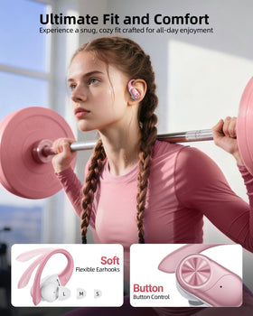 PocBuds worn by runner outdoors highlighting sweatproof IPX7 protection
