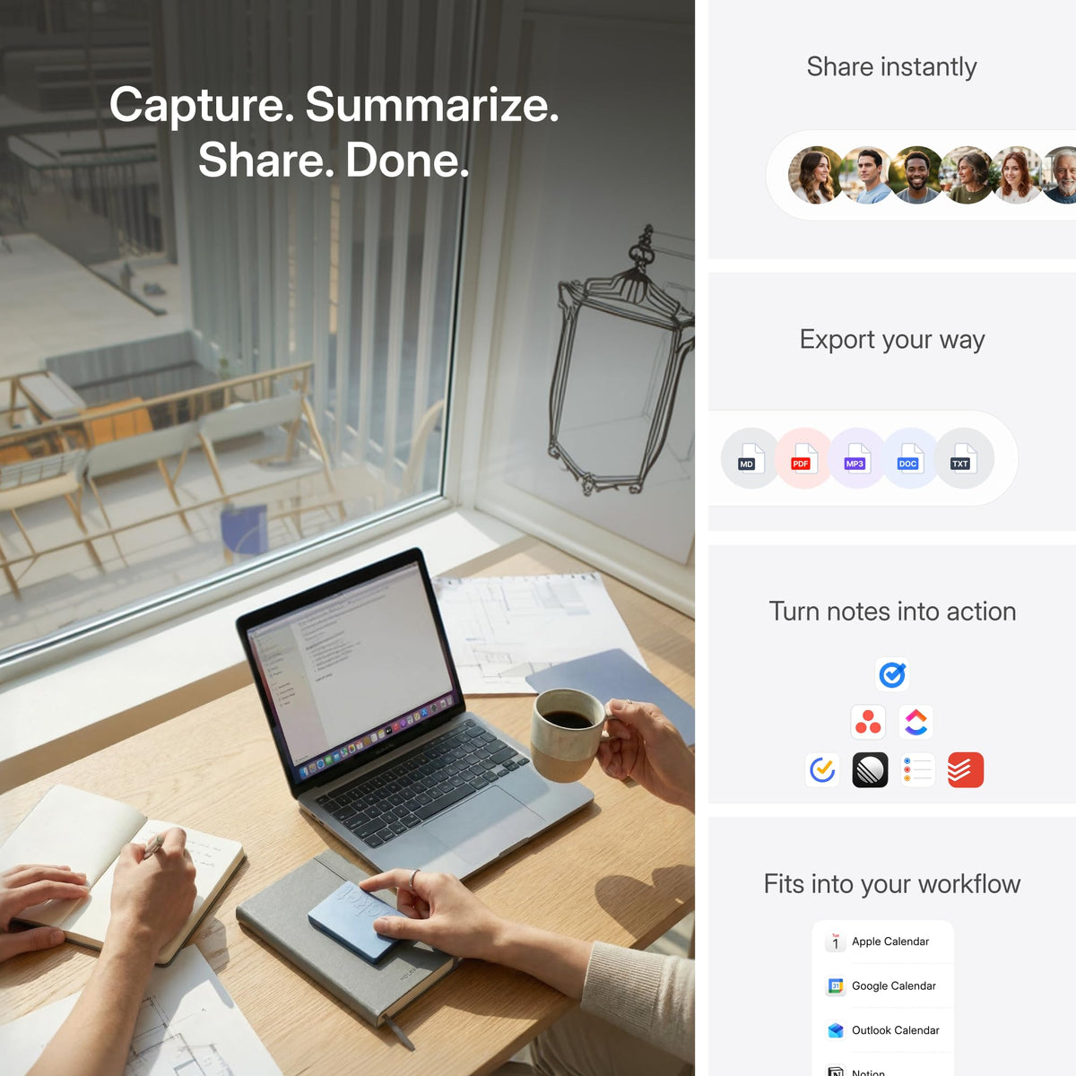 Pocket Ask Pocket feature highlights key insights and next steps from conversations.