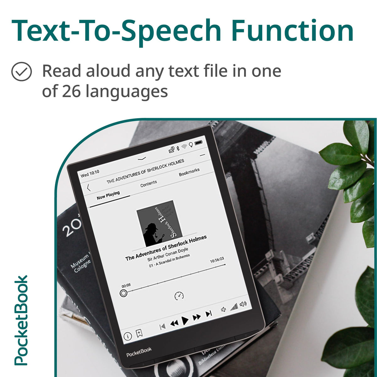 PocketBook InkPad 4 text-to-speech reads documents aloud with natural voice