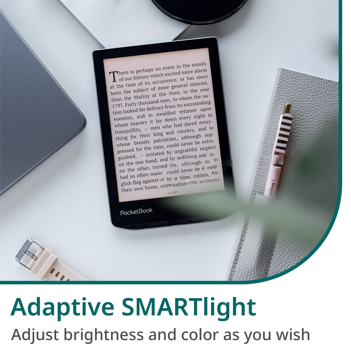 PocketBook Verse Pro IPX8 waterproof design supports reading near water