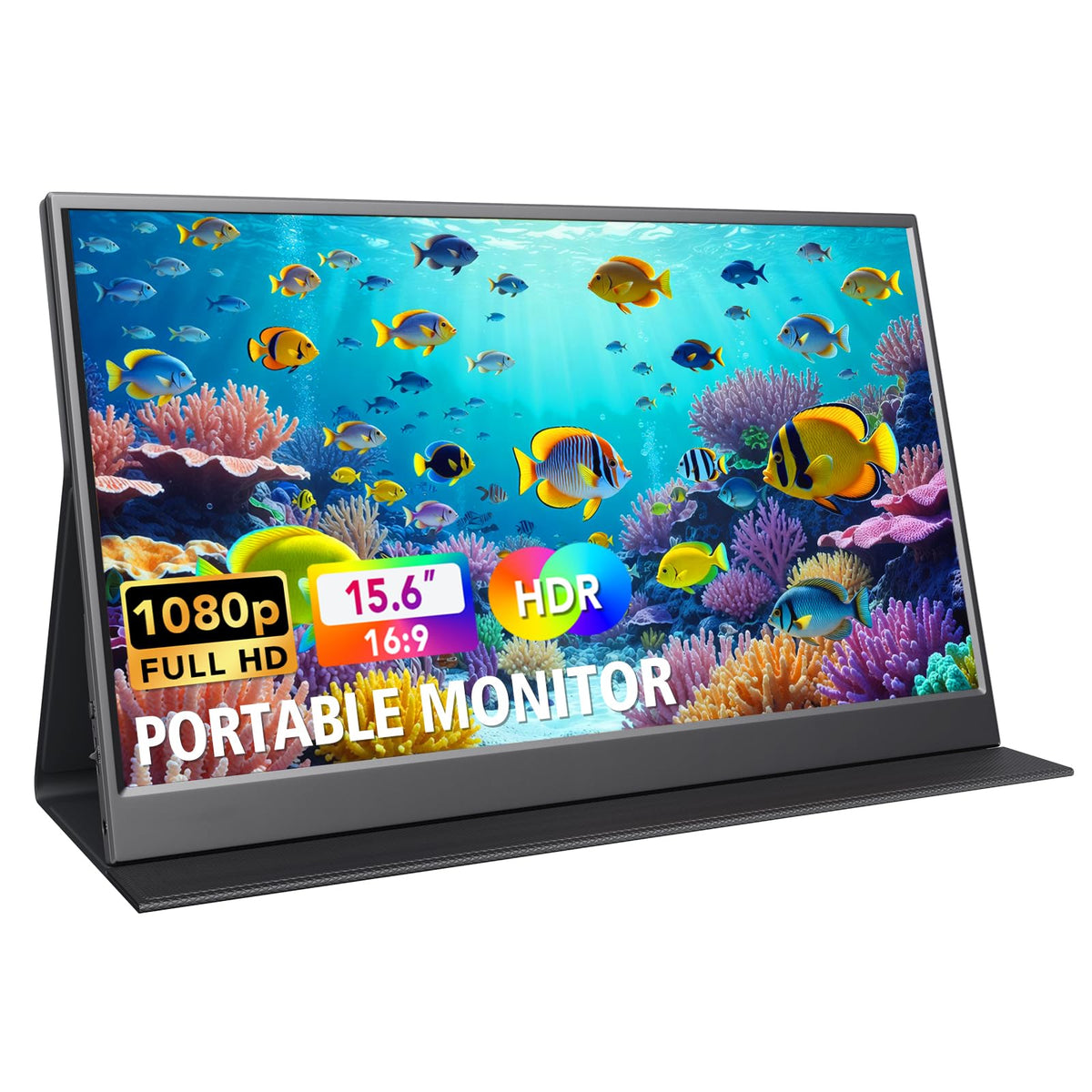 POCSARUE 15.6-inch portable monitor front view for compact travel productivity.