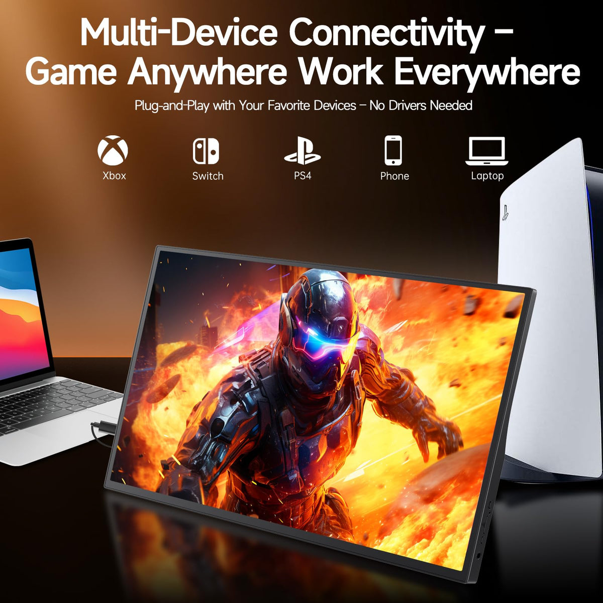 POCSARUE in dual-monitor laptop setup boosting productivity on the go