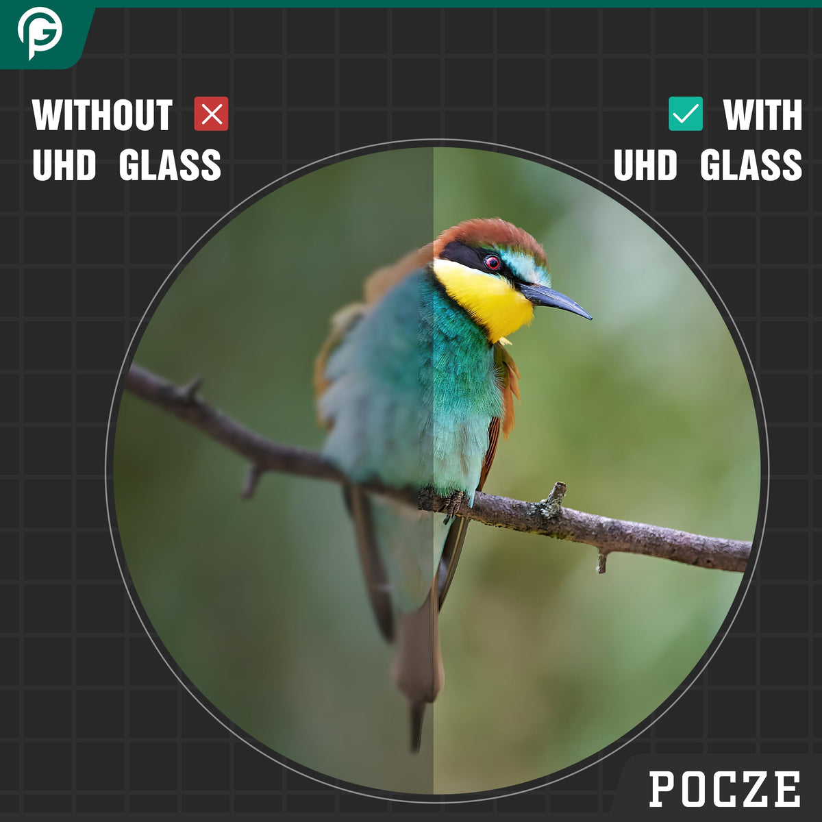 POCZE close-up of 23mm eyepiece highlighting comfortable viewing and wider field