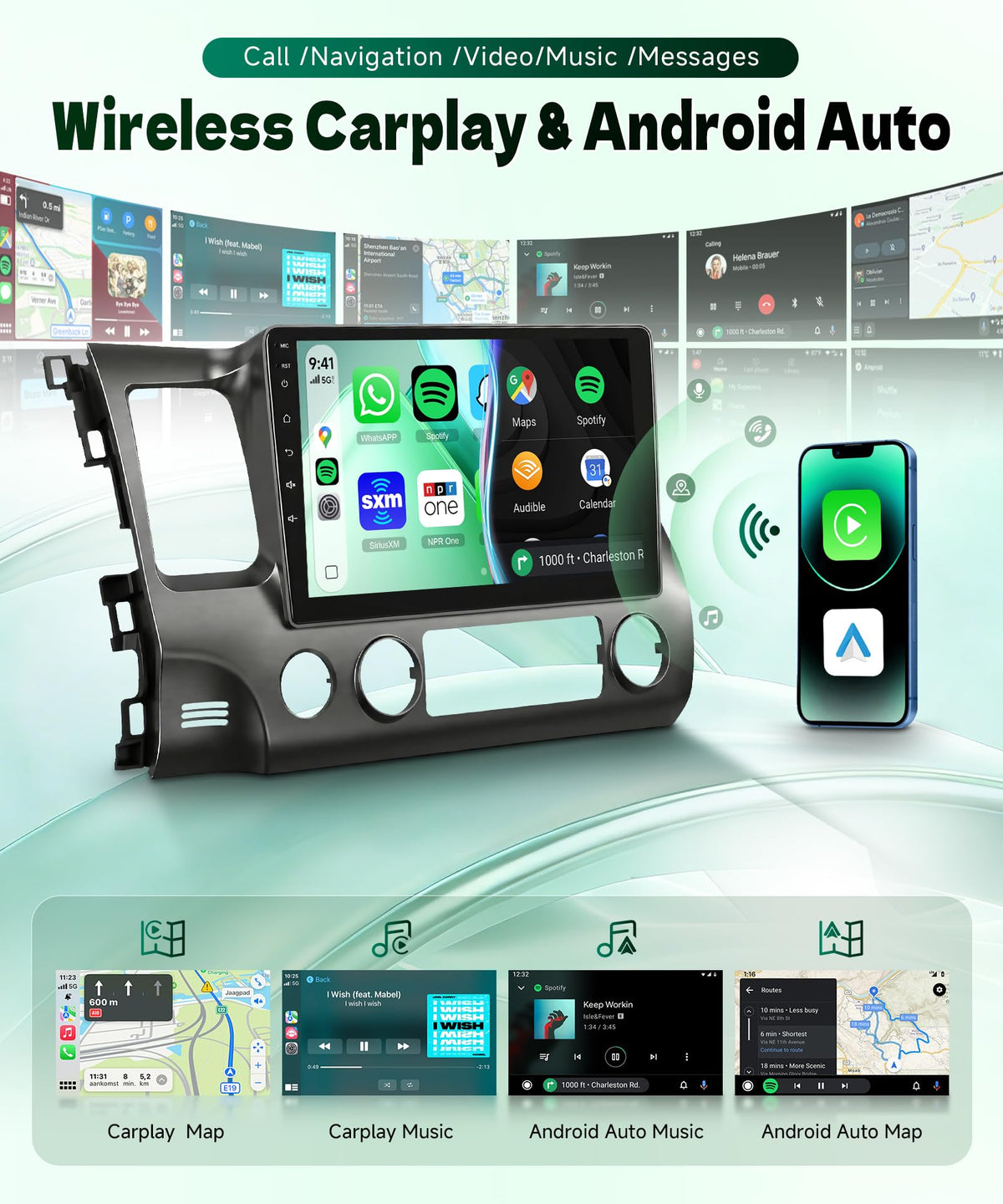Podofo 10.1-inch touchscreen provides clear visuals and easy control.