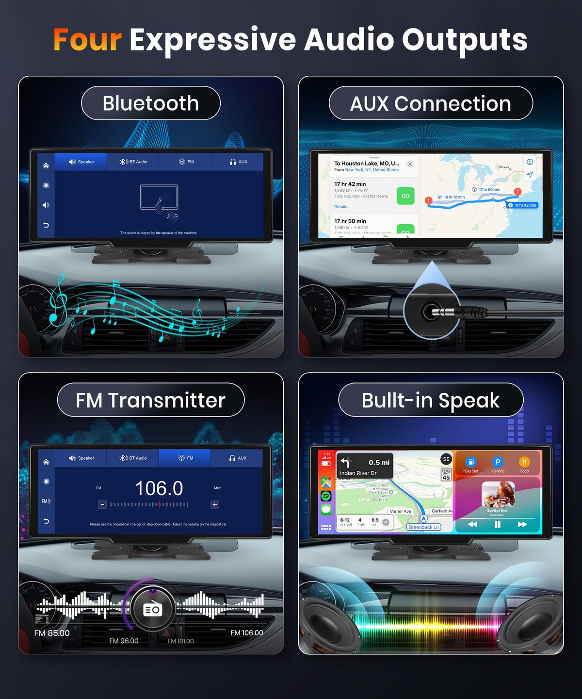 Podofo Bluetooth hands-free call feature for smooth driving conversations.