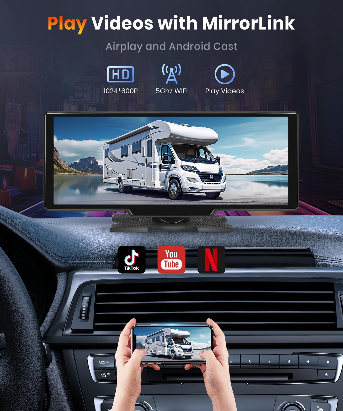 Podofo CarPlay navigation from phone maps on screen for easy routing.