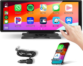 Podofo 10.26-inch wireless CarPlay front view with a driver-friendly interface.
