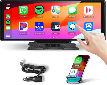 Podofo 10.26-inch wireless CarPlay front view with a driver-friendly interface.