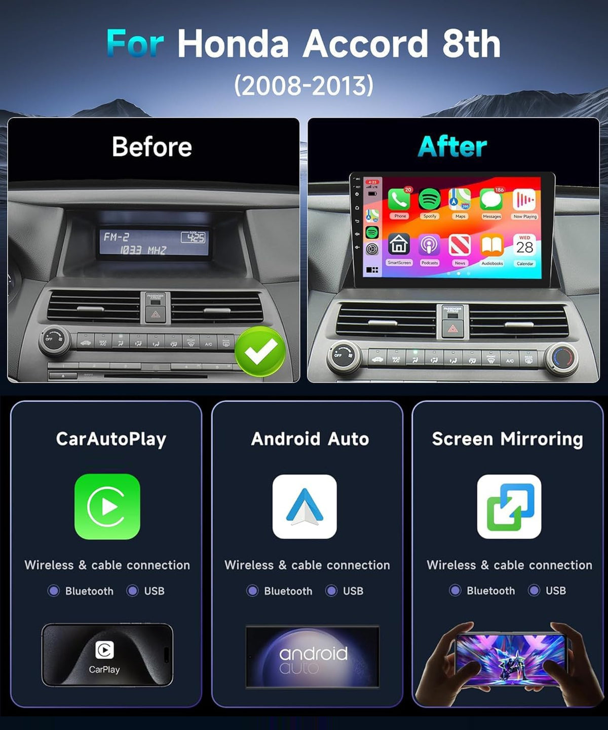Podofo 10.1 inch IPS touch screen for crisp navigation and media