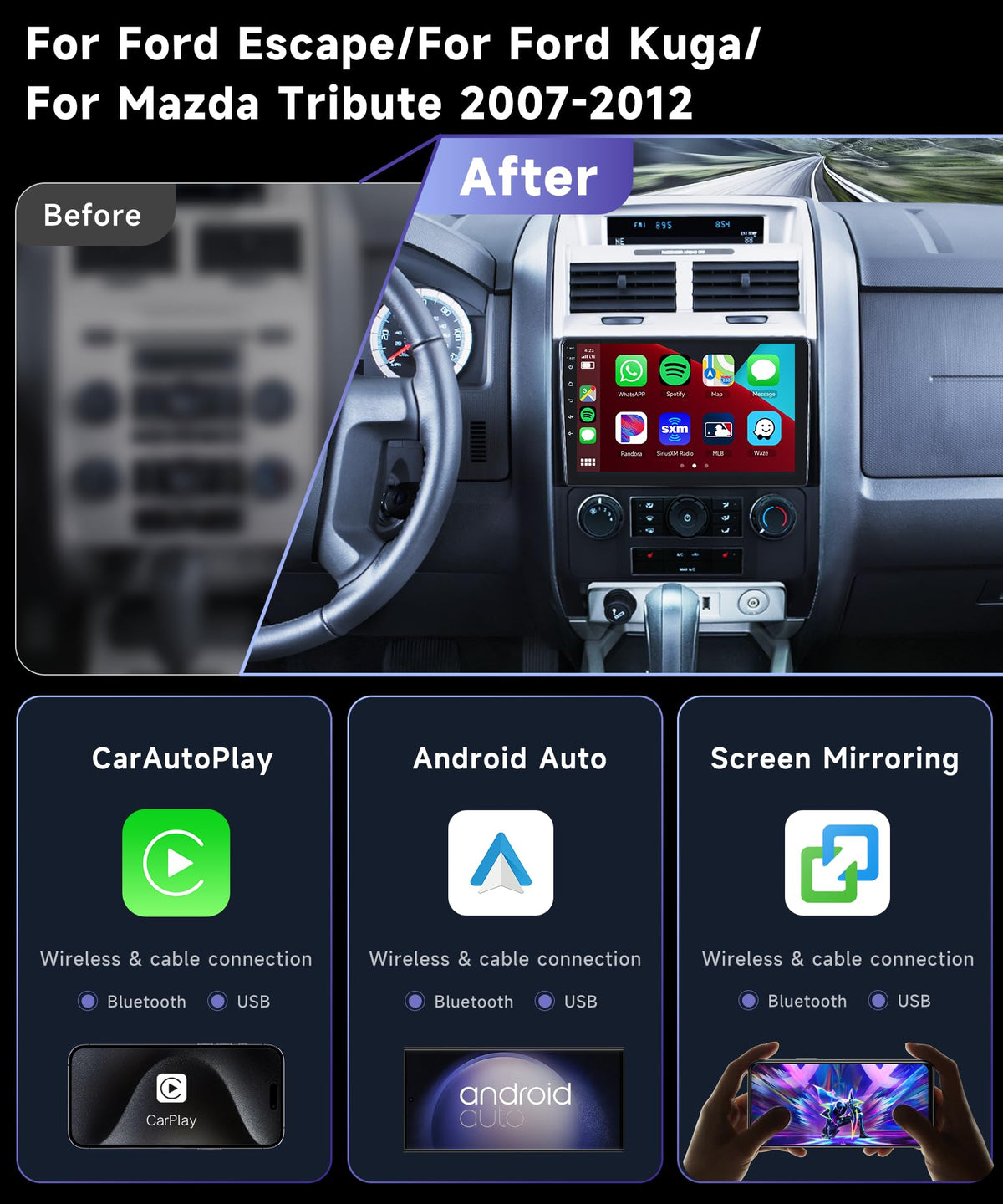Podofo 8Core unit with wired/wireless CarPlay and Android Auto