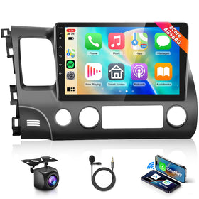 Podofo 8-core car radio front view improves the Civic cockpit style and ease of use