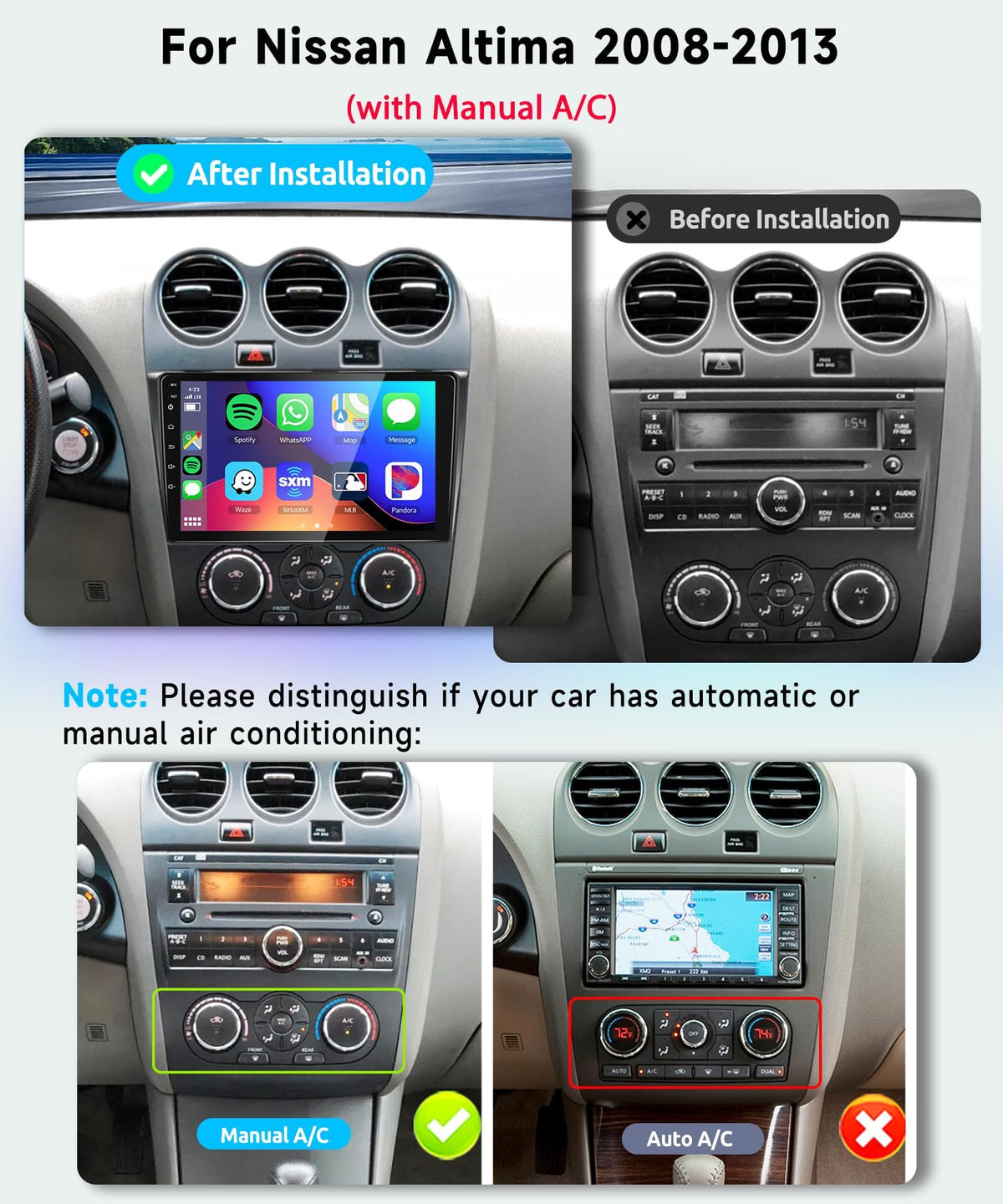 Podofo 9-inch IPS touchscreen in Altima cabin for vibrant visuals