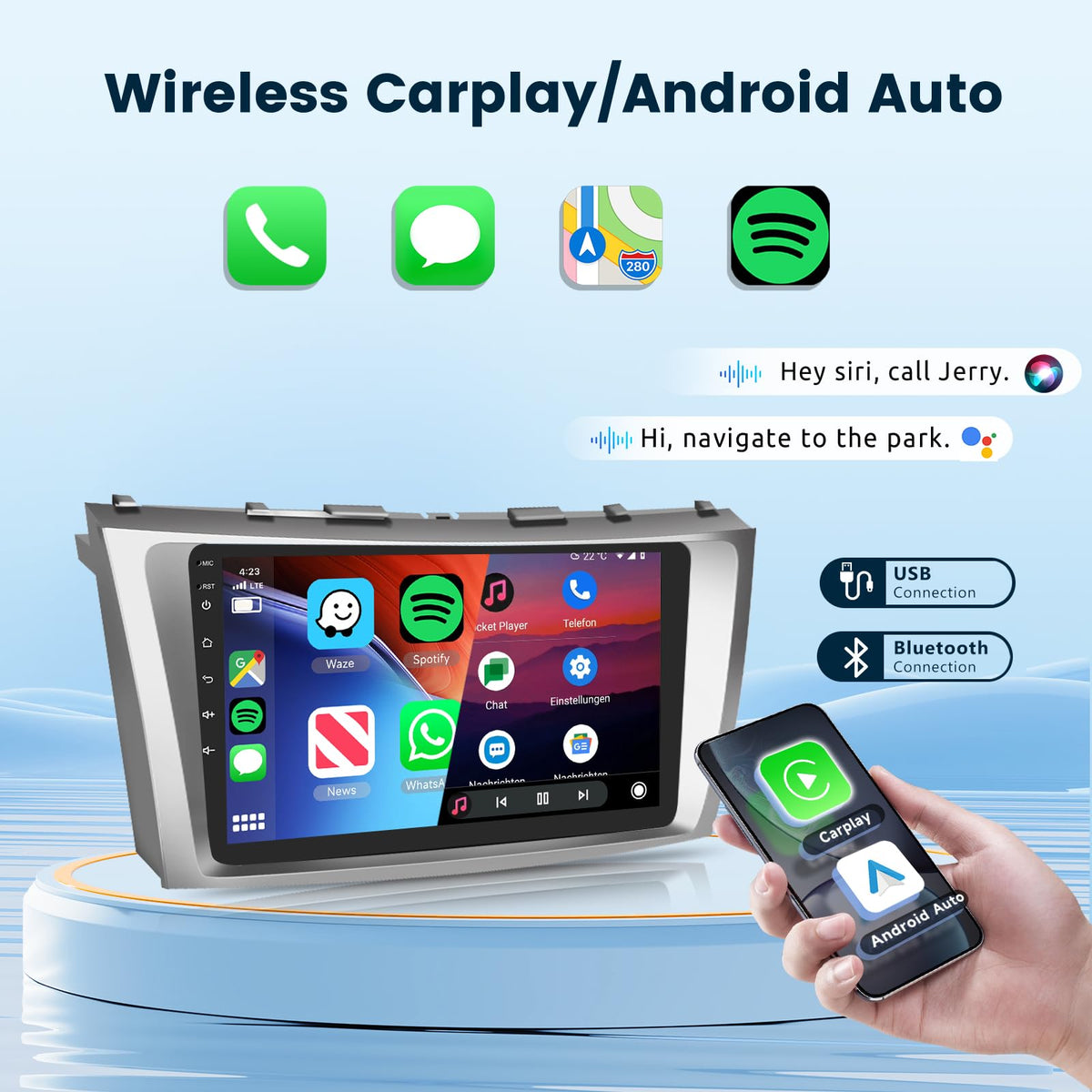 Podofo wireless CarPlay on Camry for seamless smartphone integration