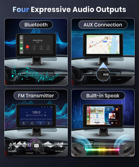 podofo back panel ports and controls showing AUX, power, and connection options