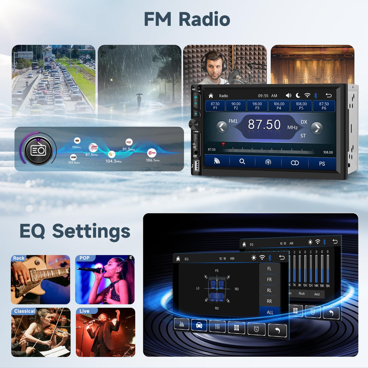 Podofo Bluetooth for hands-free calls and music streaming.