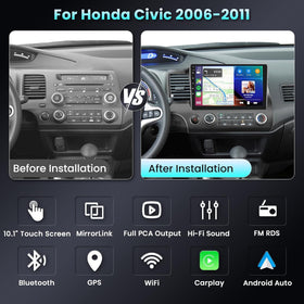 Podofo radio with Android Auto in Civic for maps and music on the go.