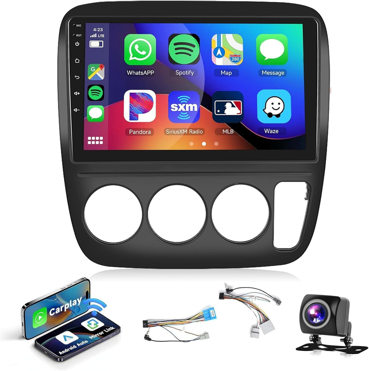 Podofo DSP Android car stereo on Honda CR-V 1997-2001 with 9-inch touchscreen for easy navigation