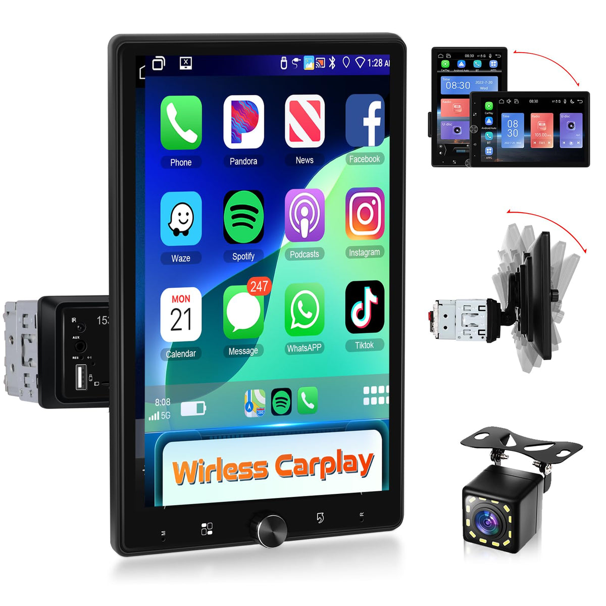 podofo front panel display showing home screen and clear icons for safer navigation