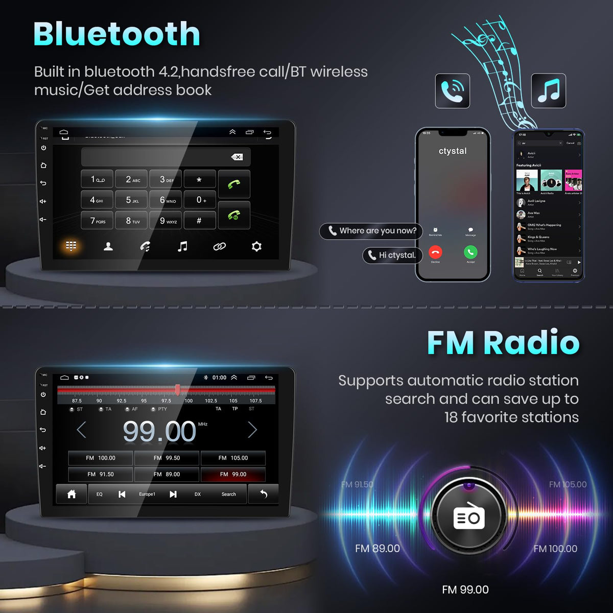 Podofo HiFi 16EQ steering wheel control for safer operation