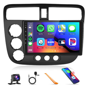 Podofo Honda Civic 2001–2005 9-inch screen front view enhances in-car entertainment.