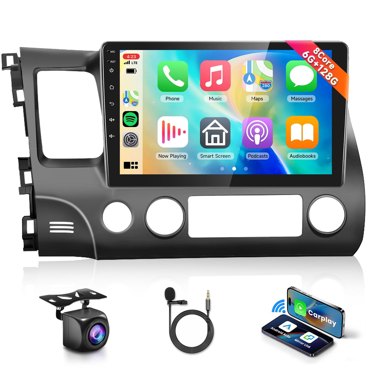 Podofo Honda Civic 2006-2011 10.1-inch screen for crisp navigation visuals