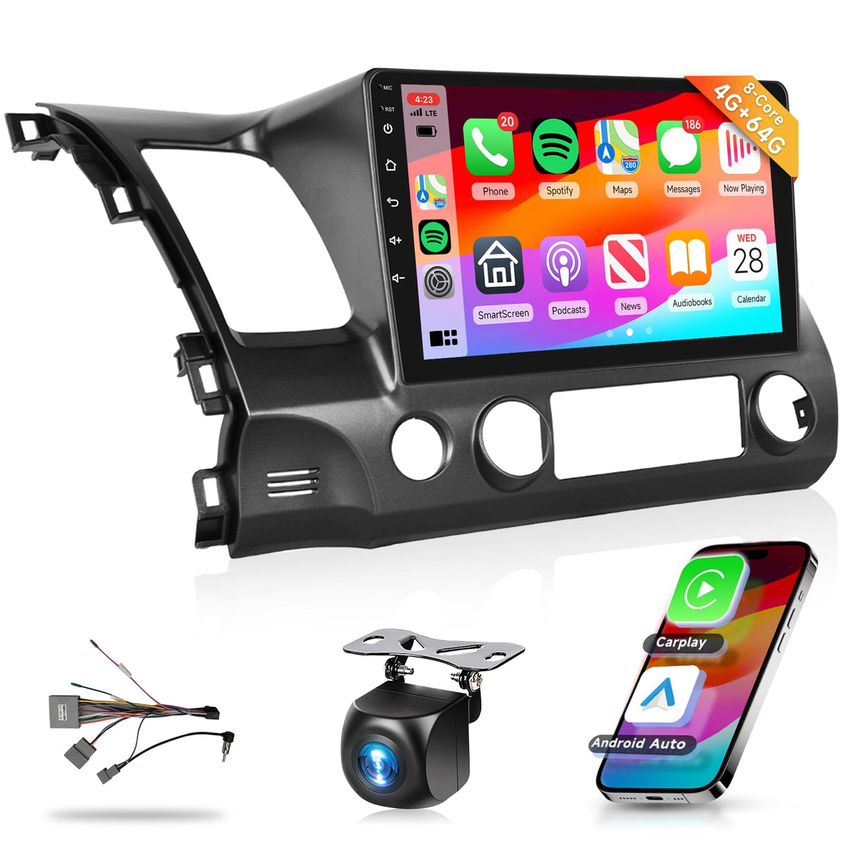 Podofo Honda Civic 2006-2011 10.1-inch touchscreen for crisp navigation