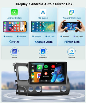 Podofo Honda Civic 2006-2011 Android 13 interface for smooth app access