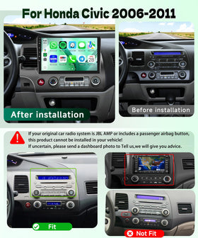 Podofo Honda Civic GPS navigation with offline and online maps for reliable routing.