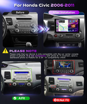 Podofo Honda Civic 2006-2011 plug-and-play harness for easy installation.