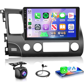 Podofo Honda Civic stereo front view with 10.1-inch display for easy app access