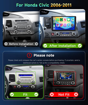 Podofo Honda Civic wireless CarPlay and Android Auto for seamless on-road apps