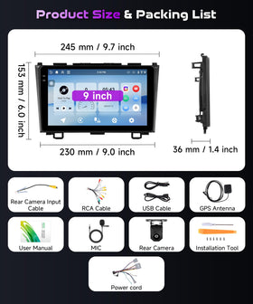 Podofo Honda CR-V 9-inch in-cell touchscreen with crisp visuals
