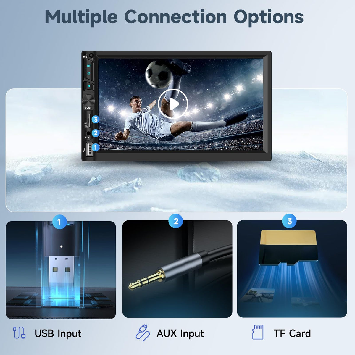 Podofo mirror link for seamless smartphone mirroring on the display.