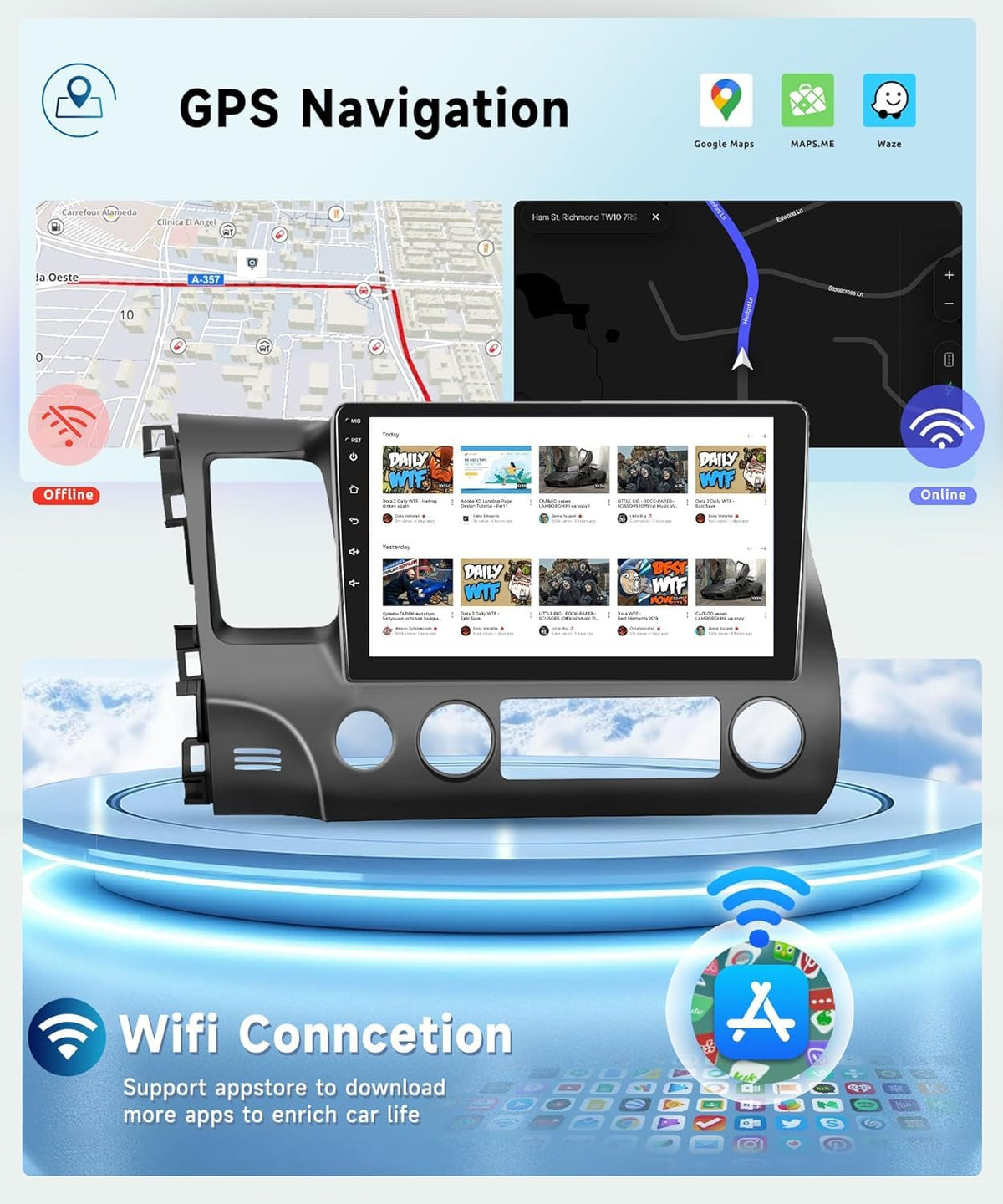 Podofo offline and online GPS maps show reliable navigation with or without data