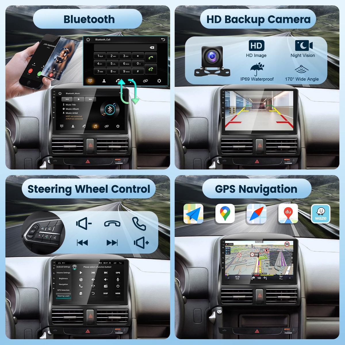 Podofo rear-view camera support for safer parking and backup visibility
