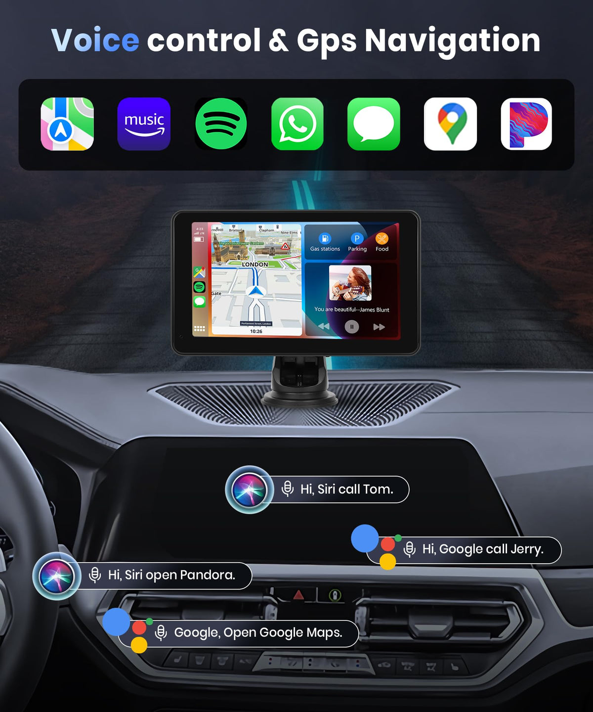 podofo close-up IPS 1080P touchscreen detail for crisp navigation readability