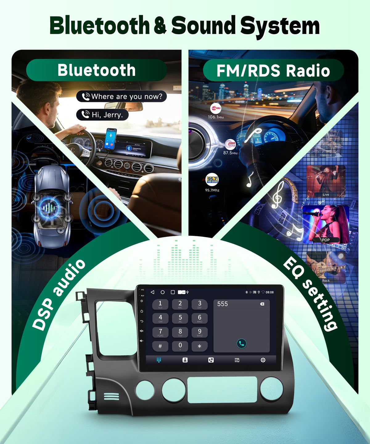 Podofo steering wheel controls simplify hands-free adjustments while driving.