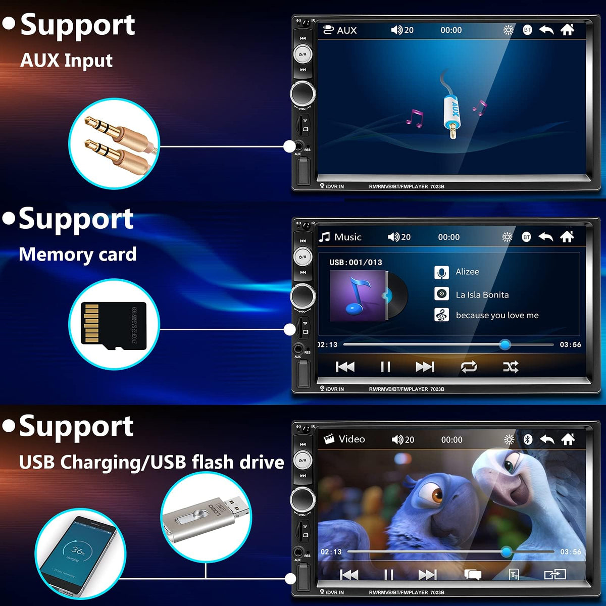 podofo touchscreen close-up displaying vibrant 800x480 screen for clearer media viewing