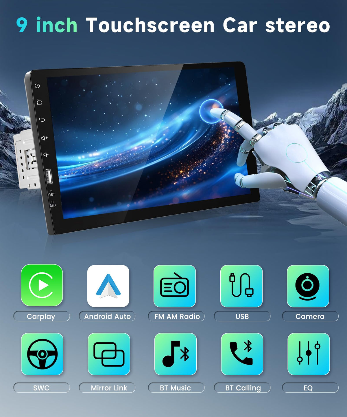 podofo touchscreen closeup highlighting 1024x600 IPS clarity for safer viewing