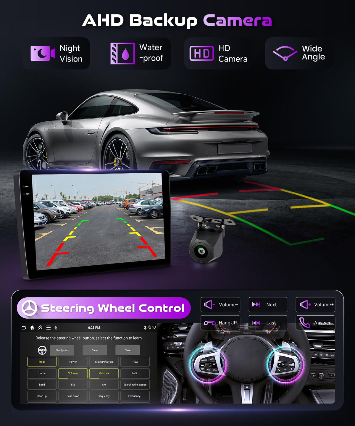 Podofo touchscreen volume control with floating panel for quick adjustment.
