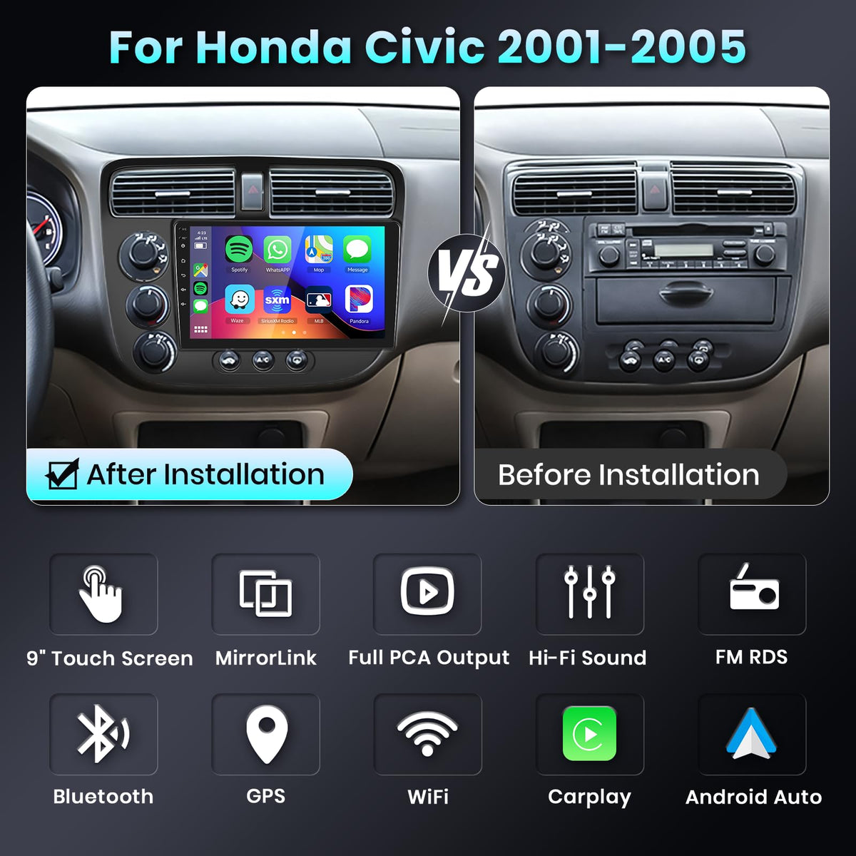 Podofo wireless CarPlay Android Auto UI enables seamless smartphone mirroring.