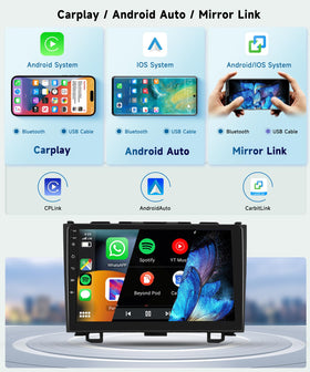 Podofo wireless CarPlay and Android Auto enable easy phone integration.