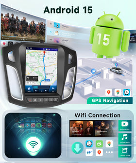 Podofo wireless CarPlay and Android Auto enable hands-free app access.
