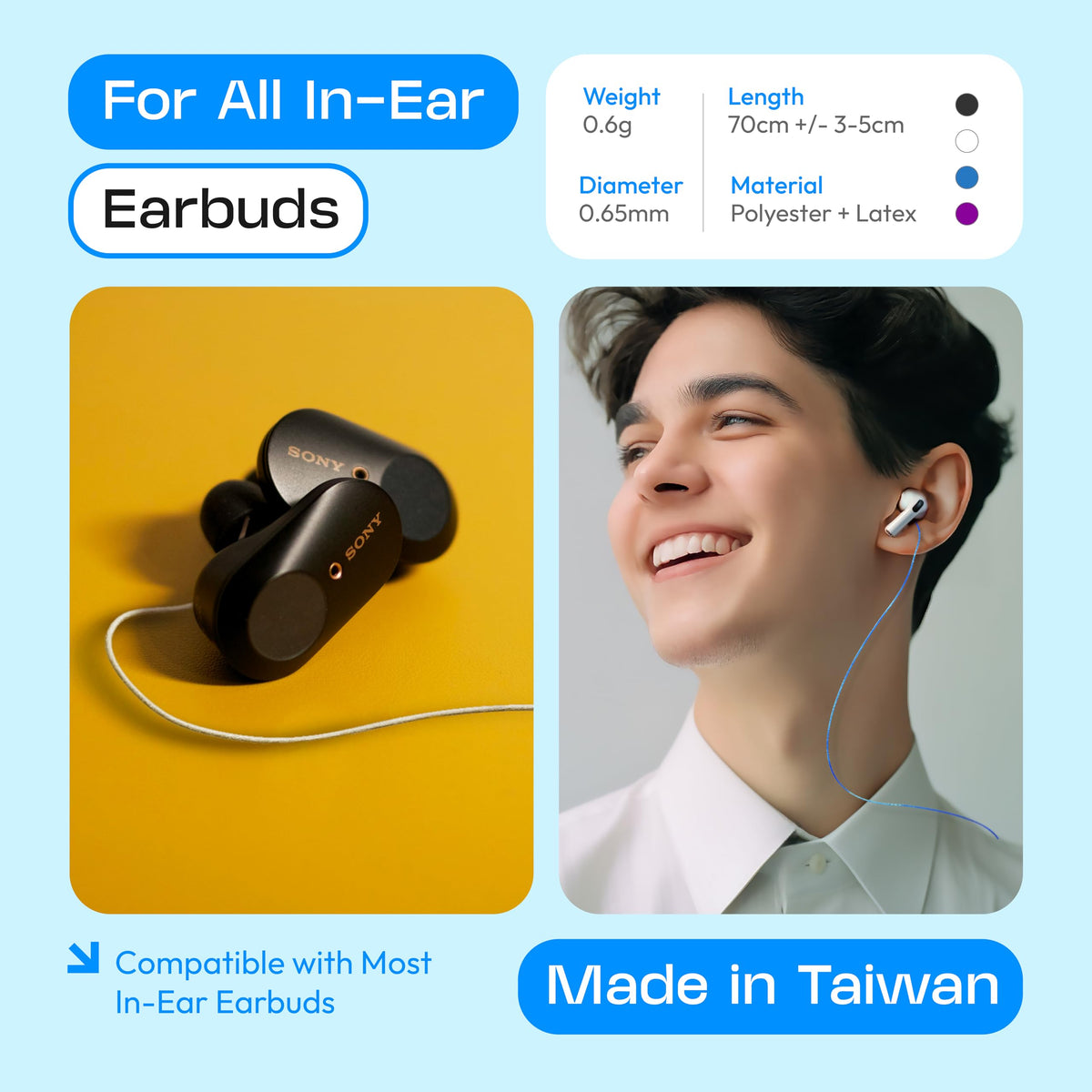 Podstring feather-light, durable elastic cord for daily wear.