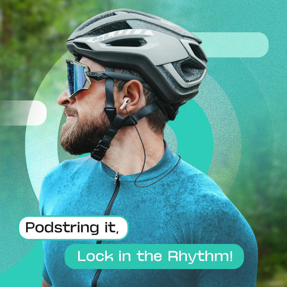 Podstring next to ruler showing lightweight compact size and portability