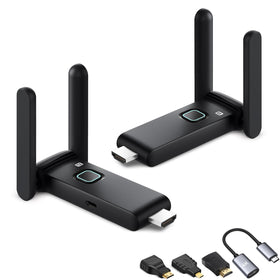 POFAN front view of transmitter and receiver showing compact travel-ready design for easy setup