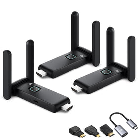 POFAN Wireless HDMI transmitter front view showing compact design for easy setup.