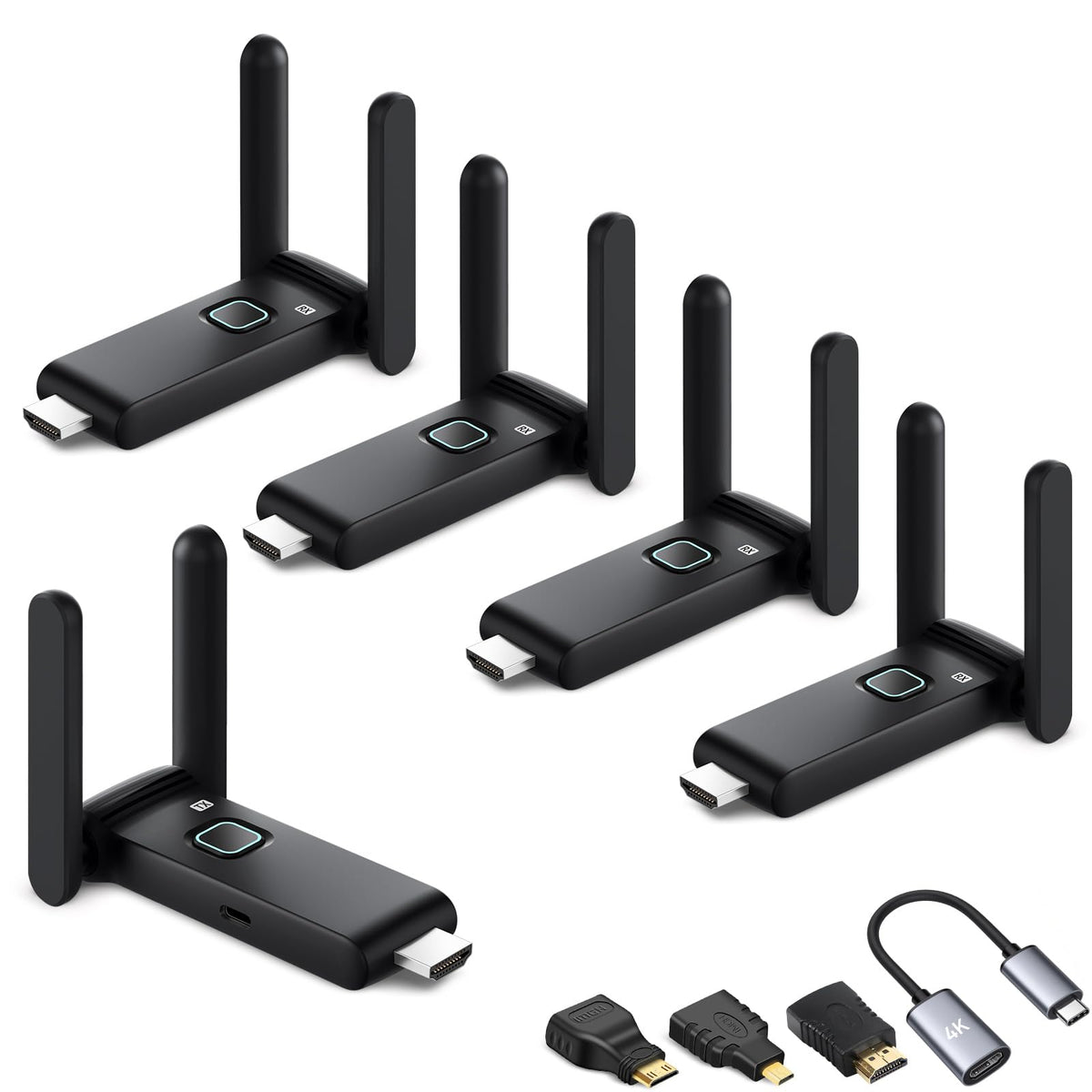 POFAN wireless HDMI transmitter streams 4K to four screens wirelessly.
